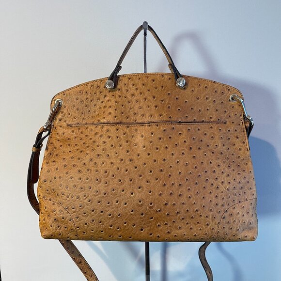 Furla Ostrich Leather 2-Way Top Handle Crossbody Bag - Preowned - Picture 2 of 14
